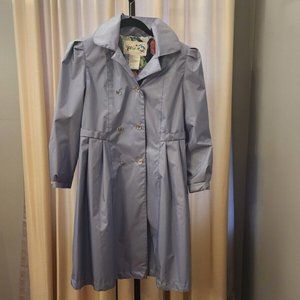 Izzi's Kids Vintage Youth Hooded Trench Coat Lavender Girls Size 14 Big Bow Back